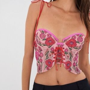 For Love And Lemons Pink Floral Camisole